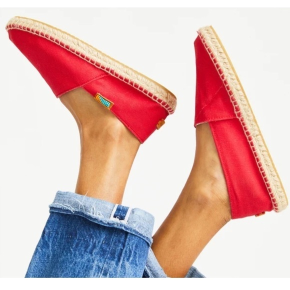 Ubuntu Red canvas Afridrilles (espadrilles) slip on flat shoes Sz 10 new - Picture 5 of 14